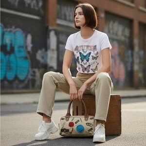 Guess Army Green Military Style Patch Purse.